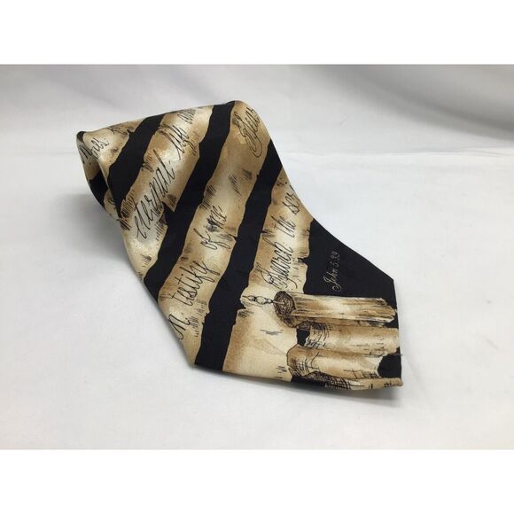Eagles Wings Christian Necktie 100% Silk Scripture John 5:39 Stripes - Picture 1 of 5